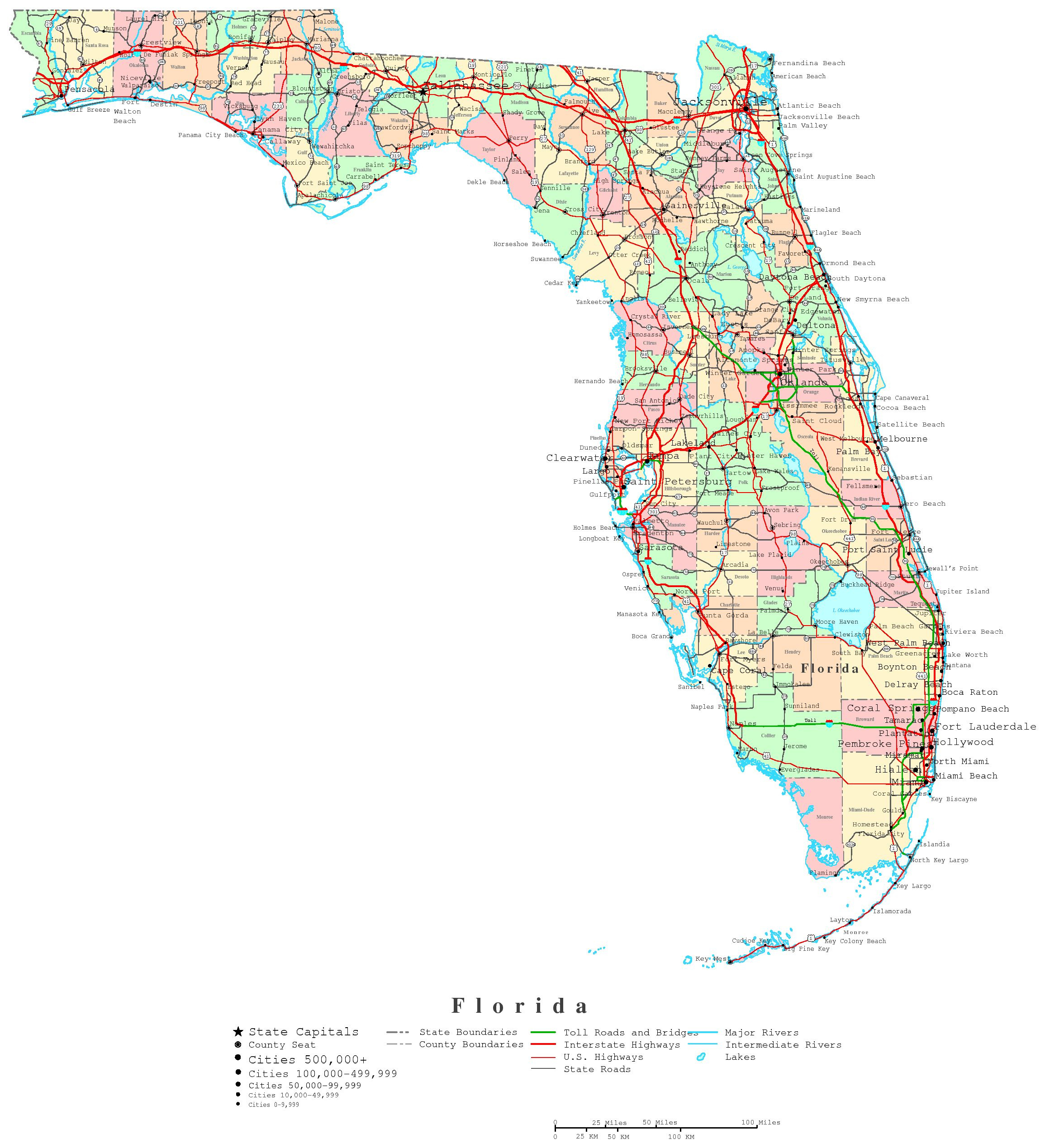 Florida Printable Map with regard to Free Printable Map Of Florida Counties