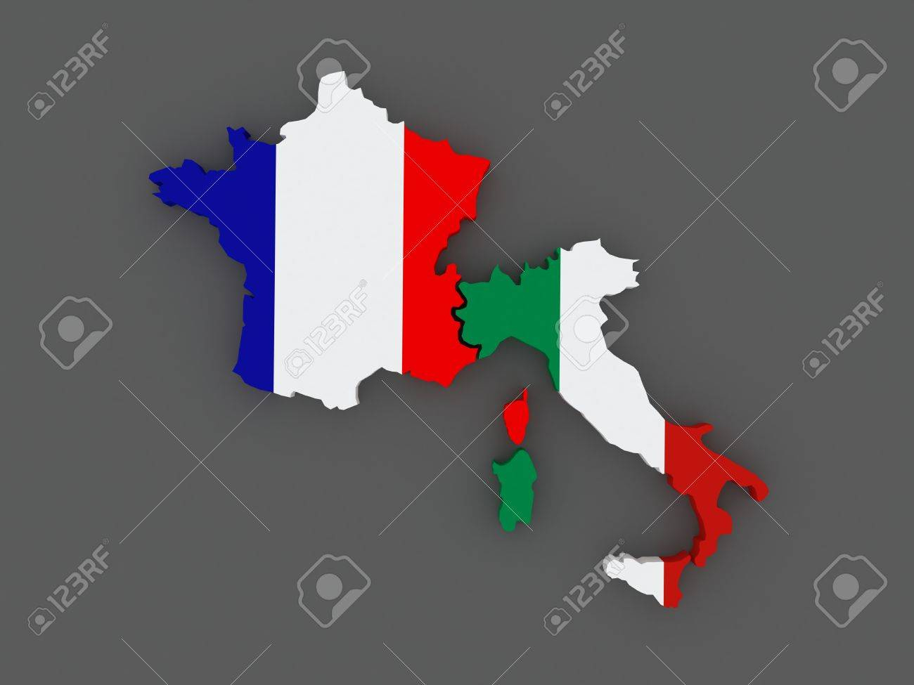 France And Italy. Map. 3D Stock Photo, Picture And Royalty Free in Map Of France And Italy Together