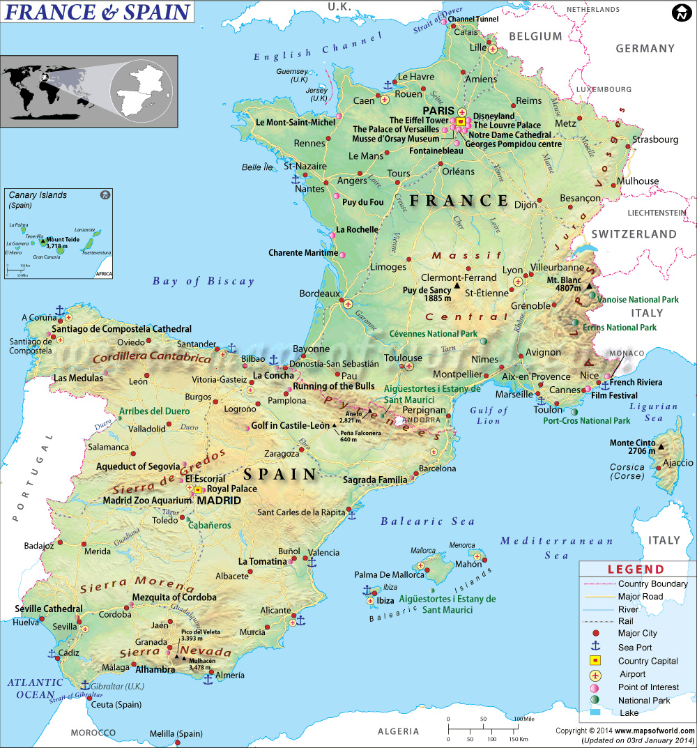 France And Spain Map - European Country Maps inside Map of Spain France and Italy with Cities
