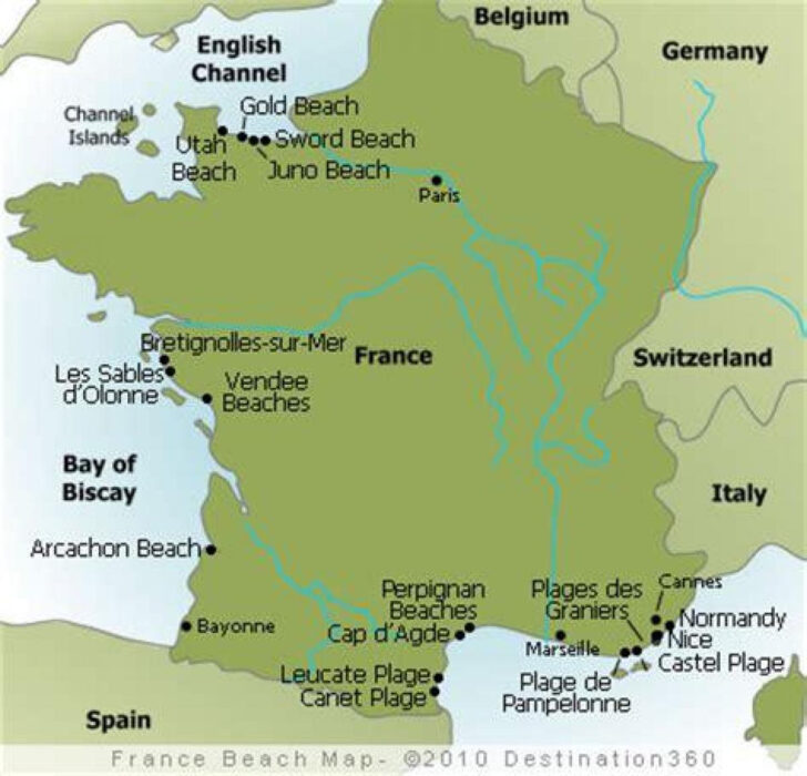 Map of France and Italy Coastline