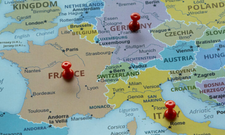 Map of France Italy and Germany