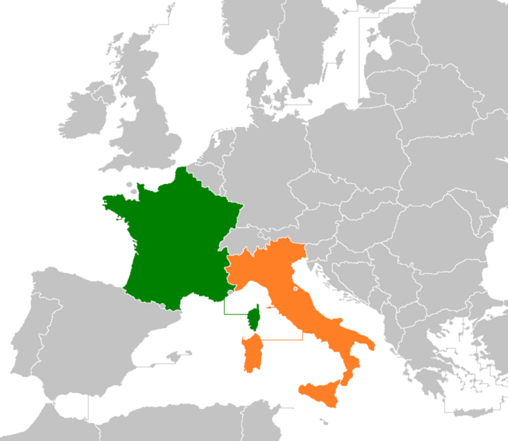 Map of Italy and France Together