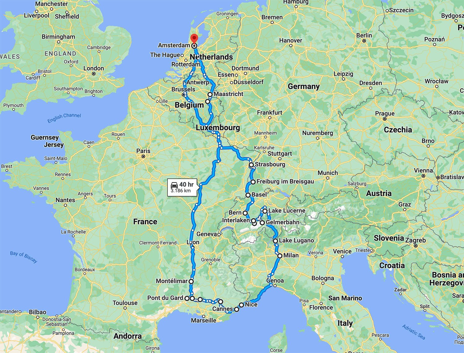 France, Italy, Switzerland, Germany And Belgium In 10 Days – I Am in Map Of France Germany Switzerland And Italy