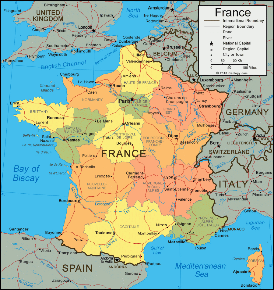 France Map And Satellite Image in Google Map of France and Italy