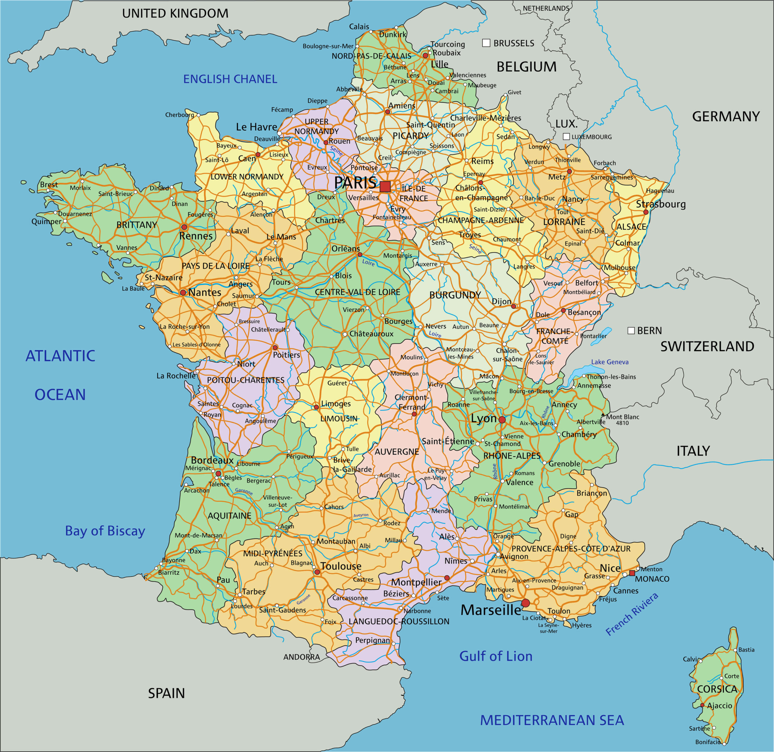 France Map - Guide Of The World with regard to Free Printable Map Of France With Cities And Towns