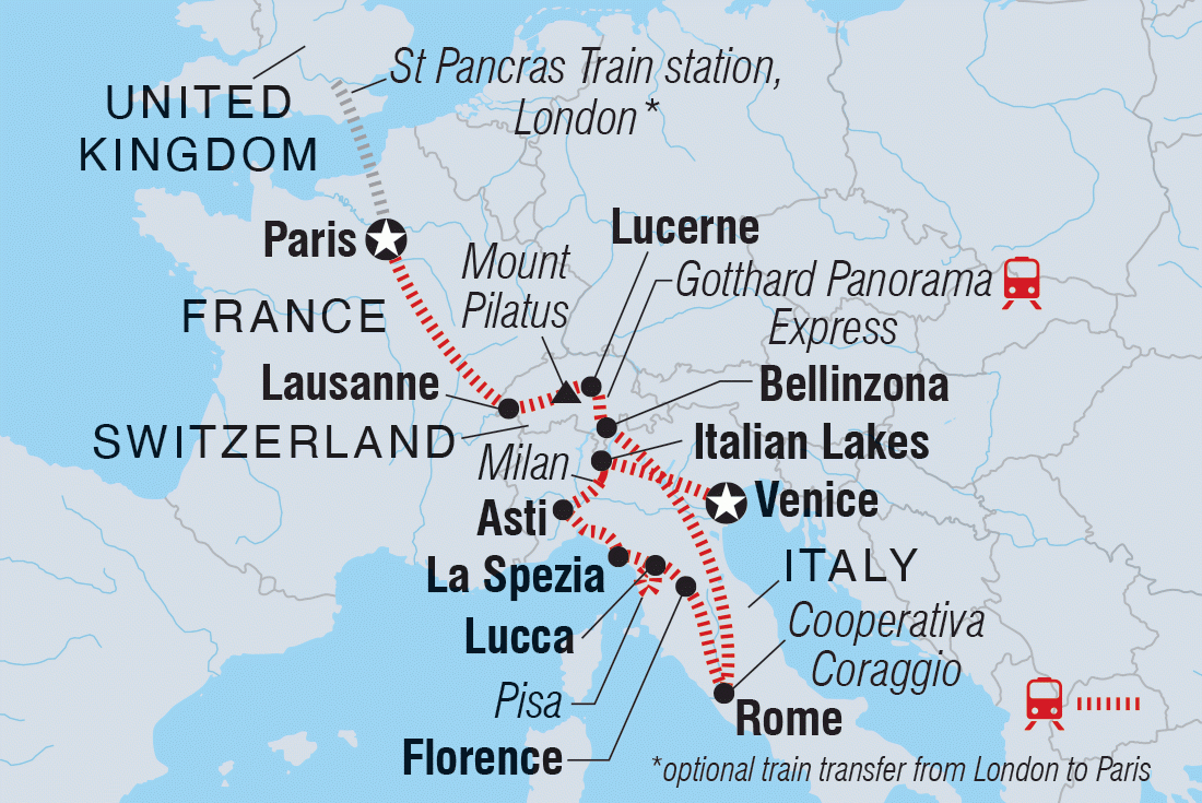 France, Switzerland, And Italyrail | Trailfinders inside Map of Switzerland Italy France