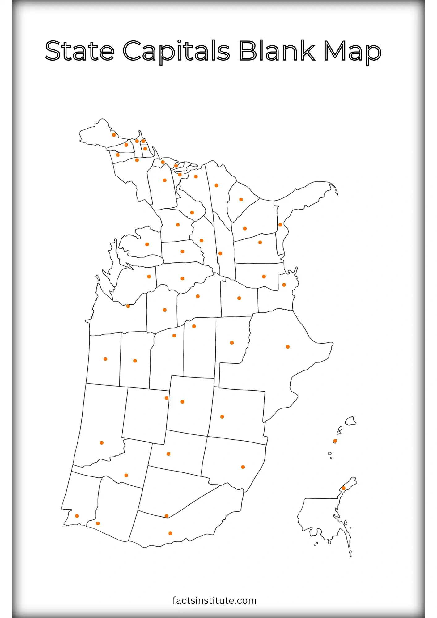 Free Blank Map With Us State Capital Locations - The Facts Institute pertaining to Blank Us Map With Capitals Printable