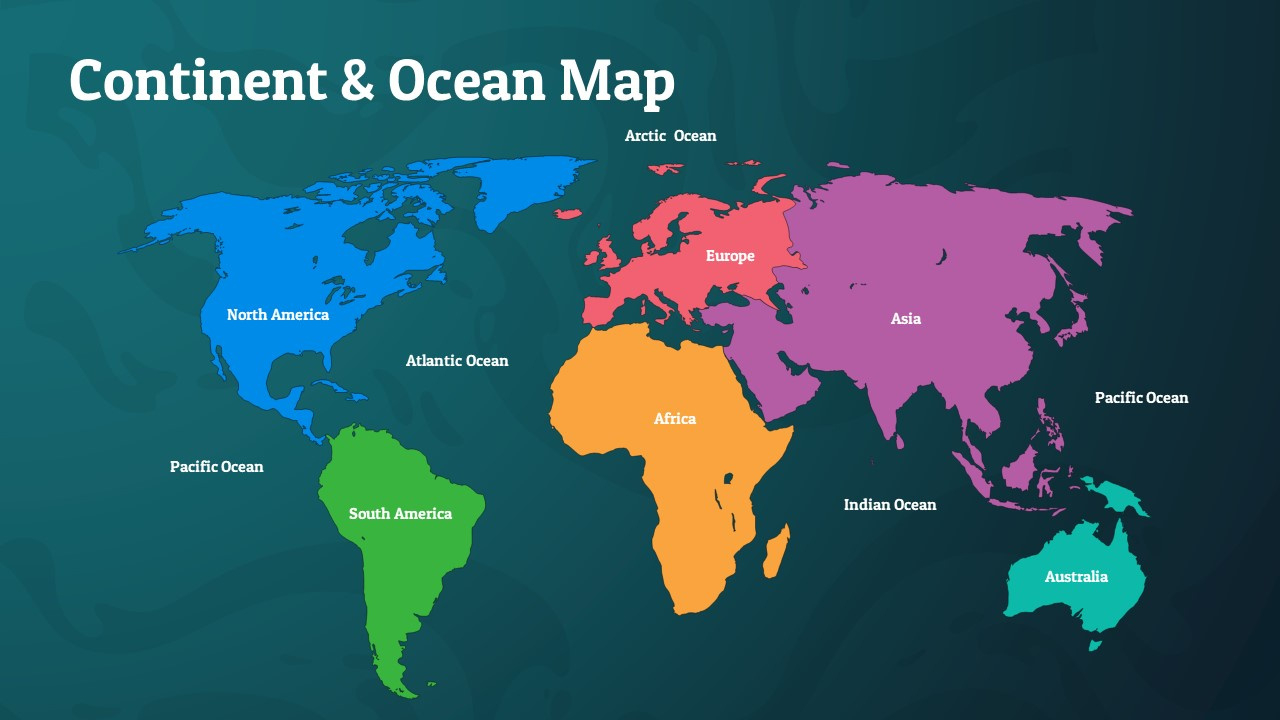 Free Continent &amp;amp; Ocean Map Template in Free Printable World Map with Continents and Oceans