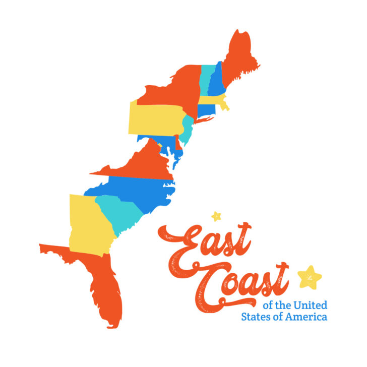 Printable Map of East Coast USA