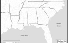 Free Map Of Southeast States inside Blank Map of Eastern United States Printable