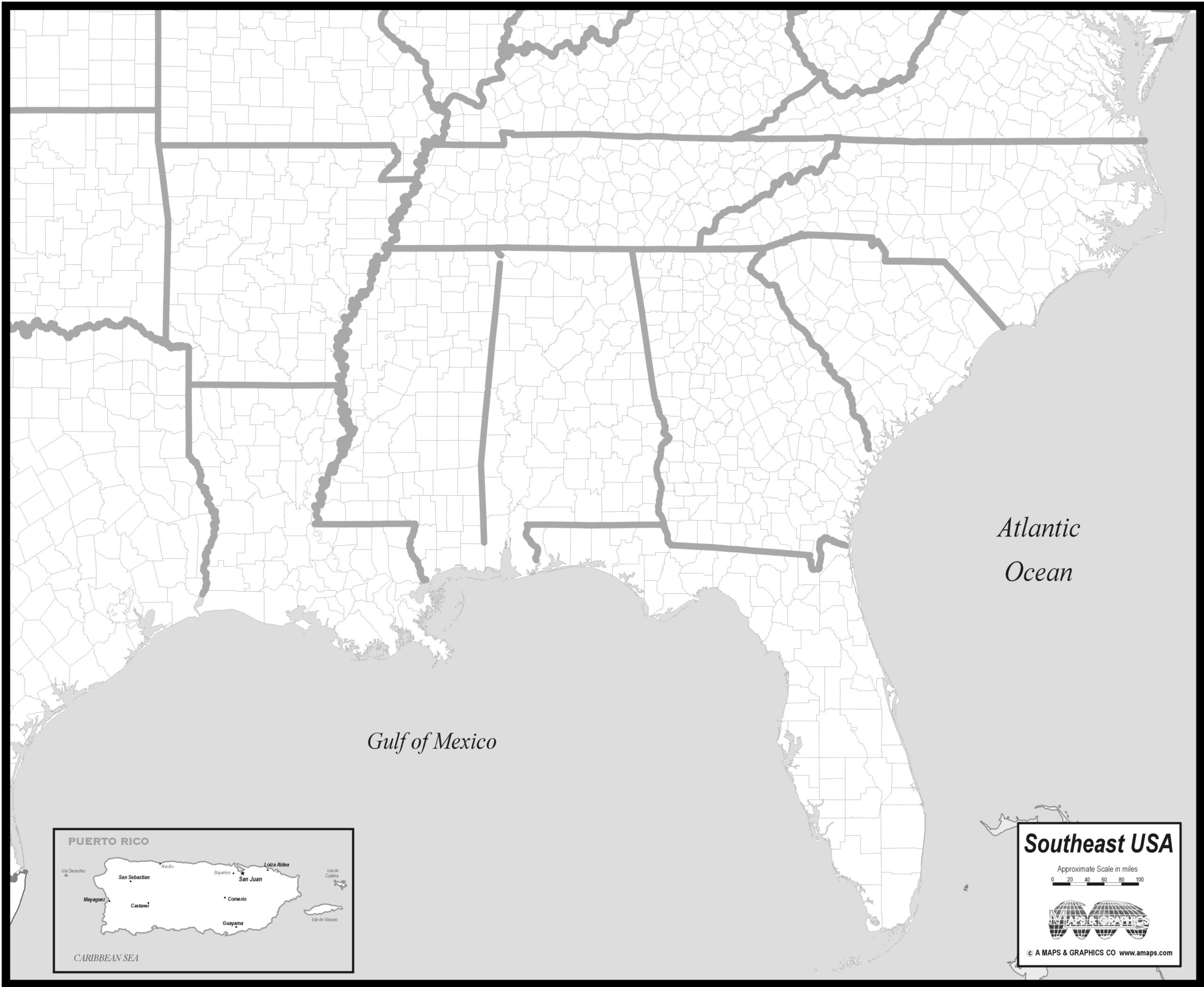 Free Map Of Southeast States throughout Printable Map of the Southeast United States