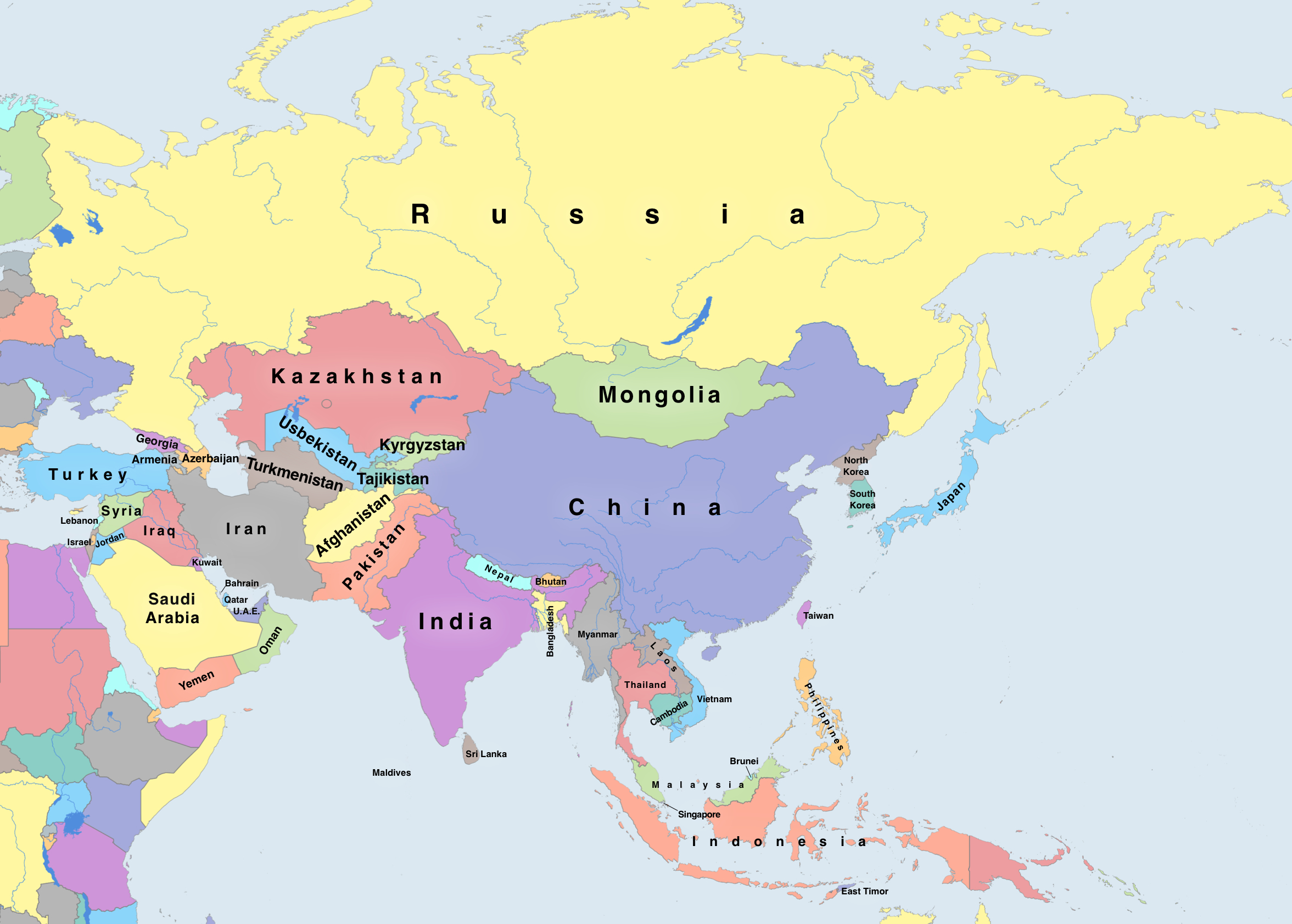 Free Maps Of Asia | Mapswire for Free Printable Map Of Asia With Countries
