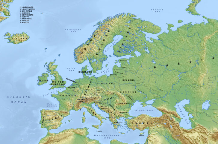 Geographic Map of Europe and Asia Geographic Map of Europe and Asia