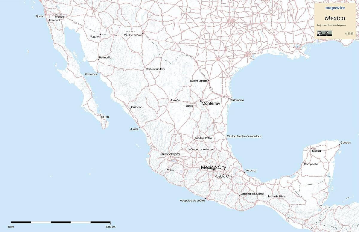 Free Maps Of Mexico | Mapswire intended for Free Printable Map Of Mexico With States