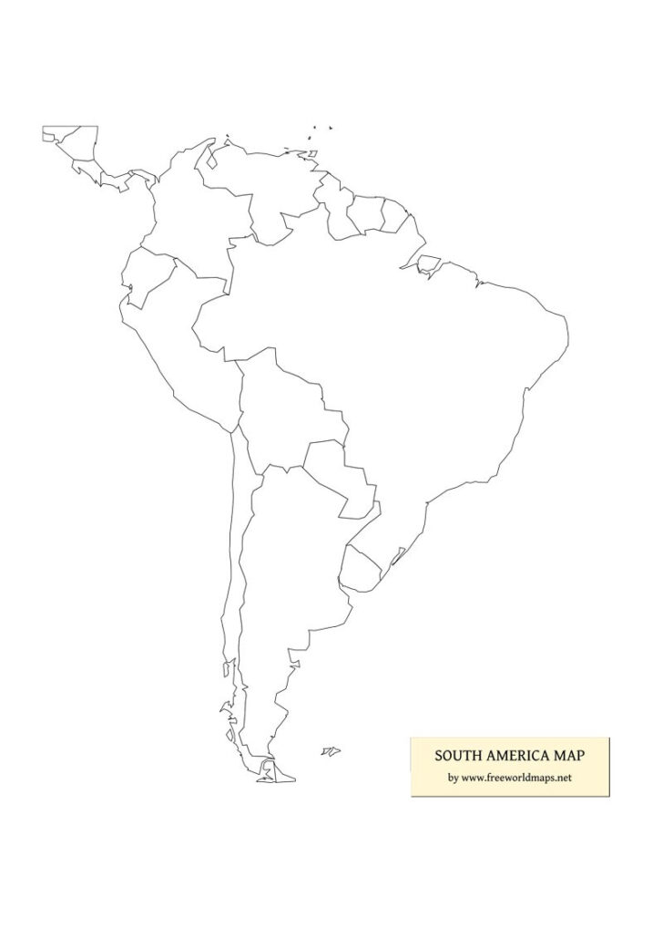 Printable Blank Map of Central and South America