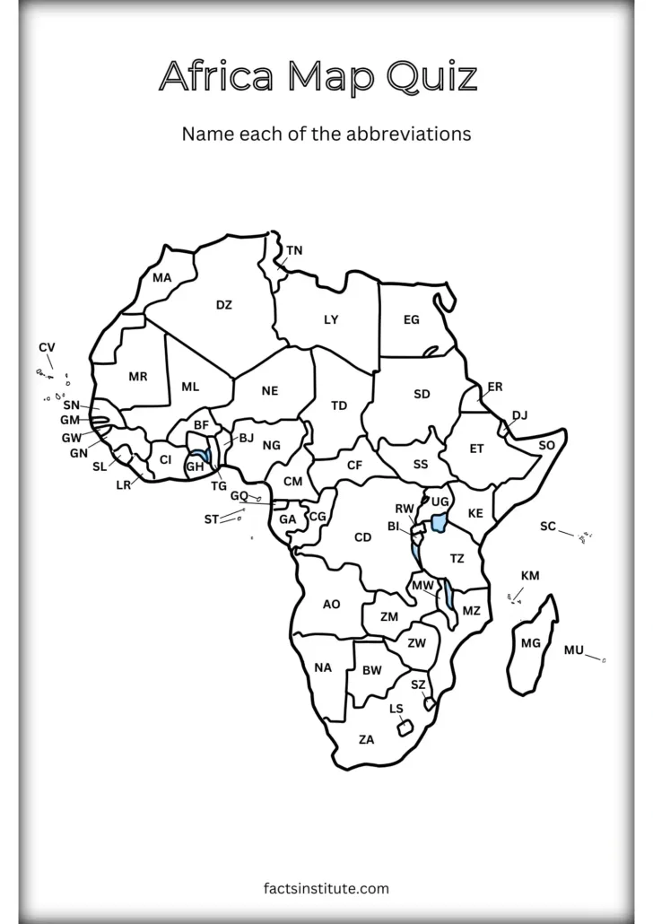 Printable Map of Africa For Students