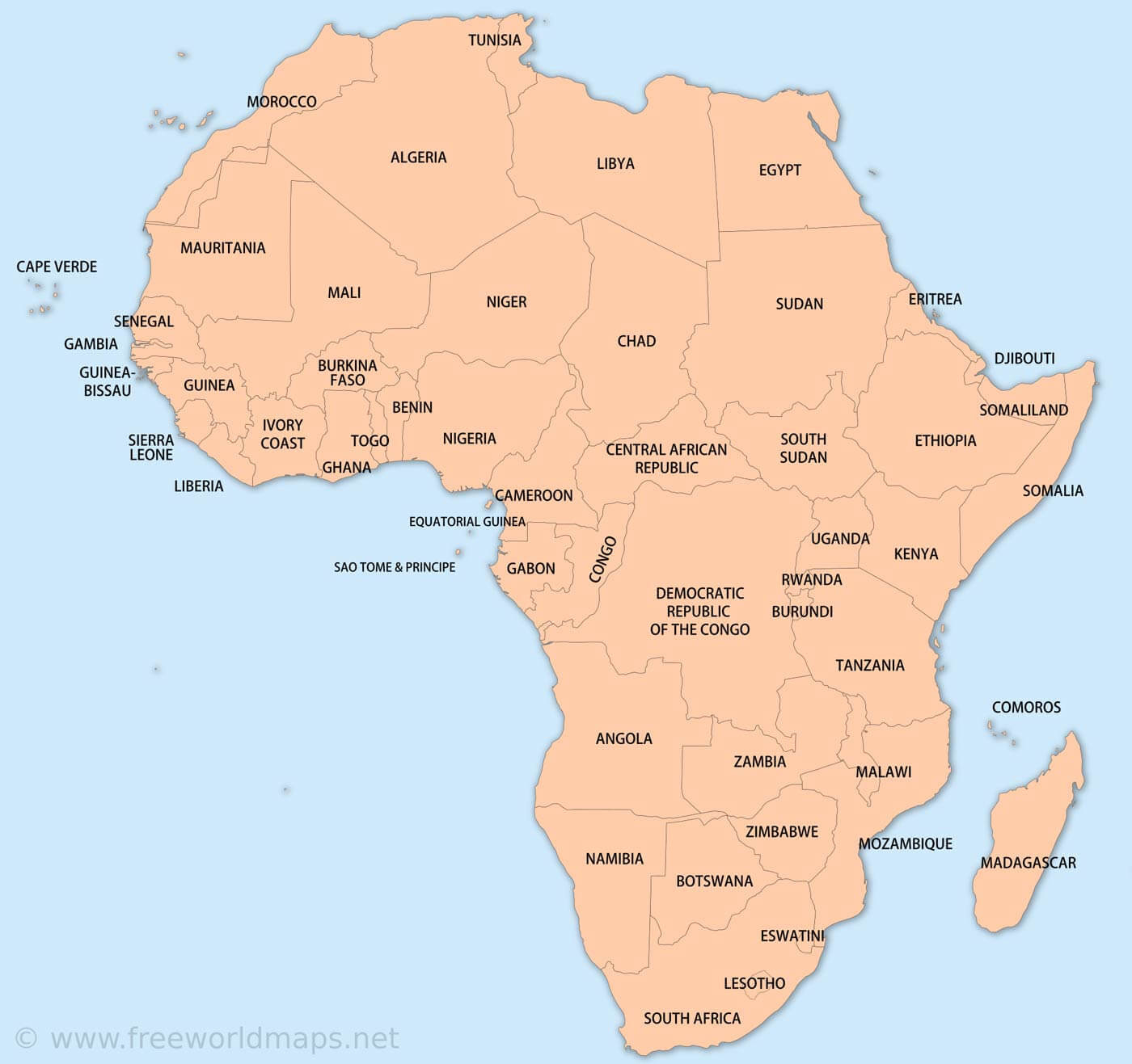 Free Printable Maps Of Africa regarding Full Size Printable Map of Africa