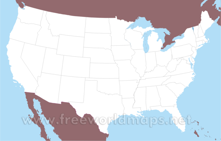 Free Printable Blank Map of the United States of America
