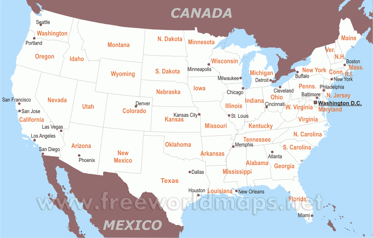 Free Printable Maps Of The United States with regard to Free Printable Map Of United States Of America