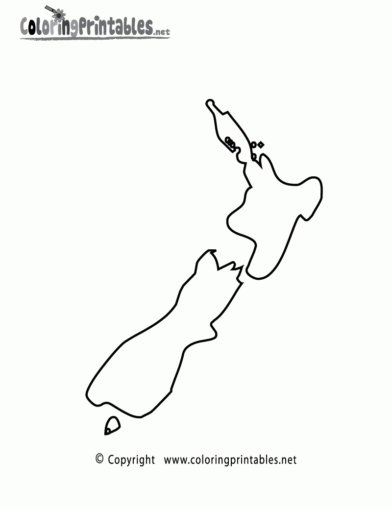 Free Printable New Zealand Map Coloring Page in Blank Map Of New Zealand Printable