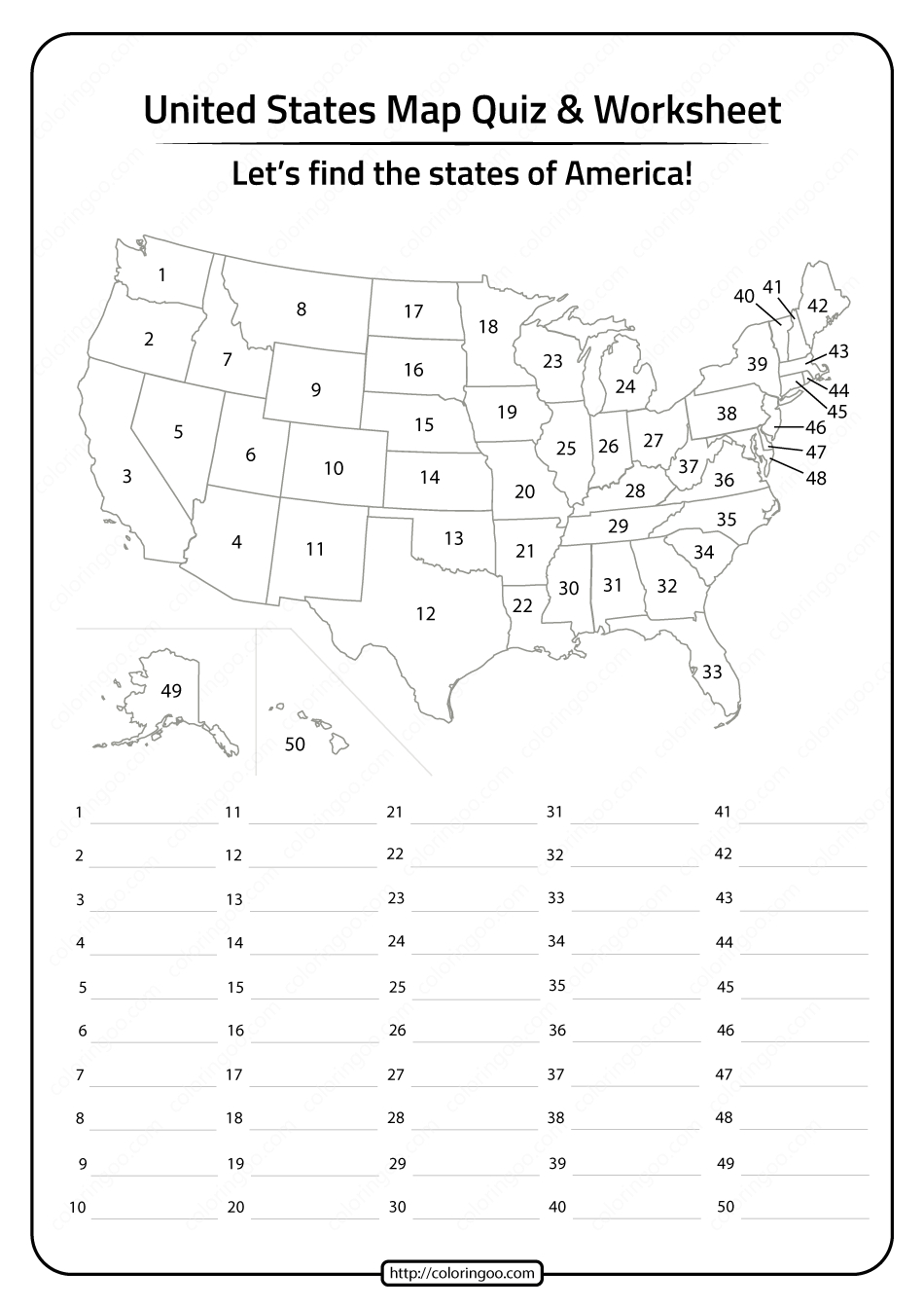 Free Printable United States Map Quiz And Worksheet | Map Quiz in Free Printable United States Map Quiz