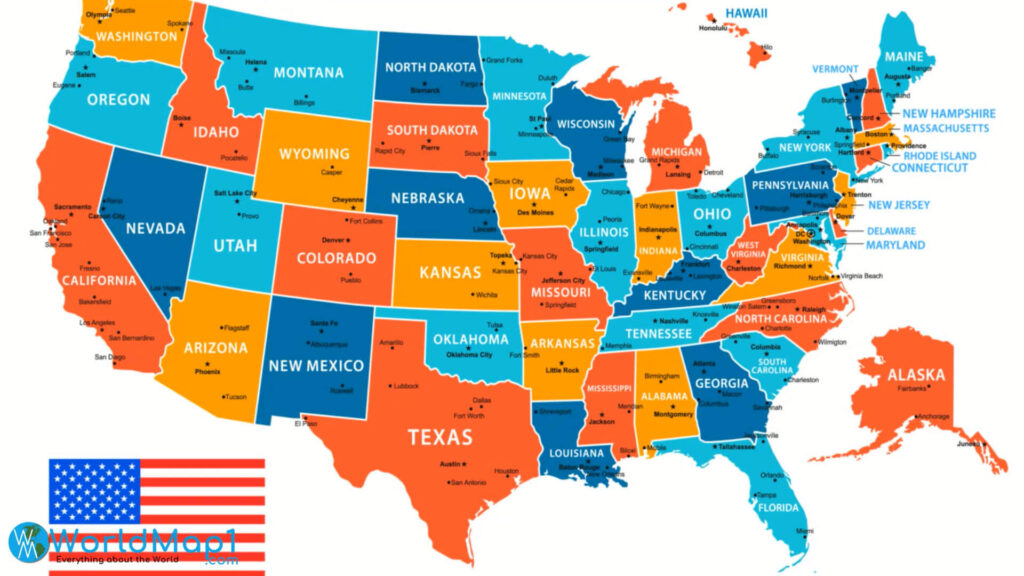 Printable Map Of The US With State Names | Adams Printable Map