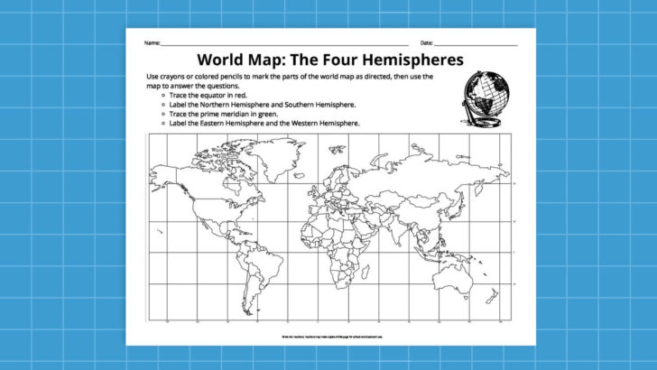 Free Printable Blank World Map with Latitude and Longitude