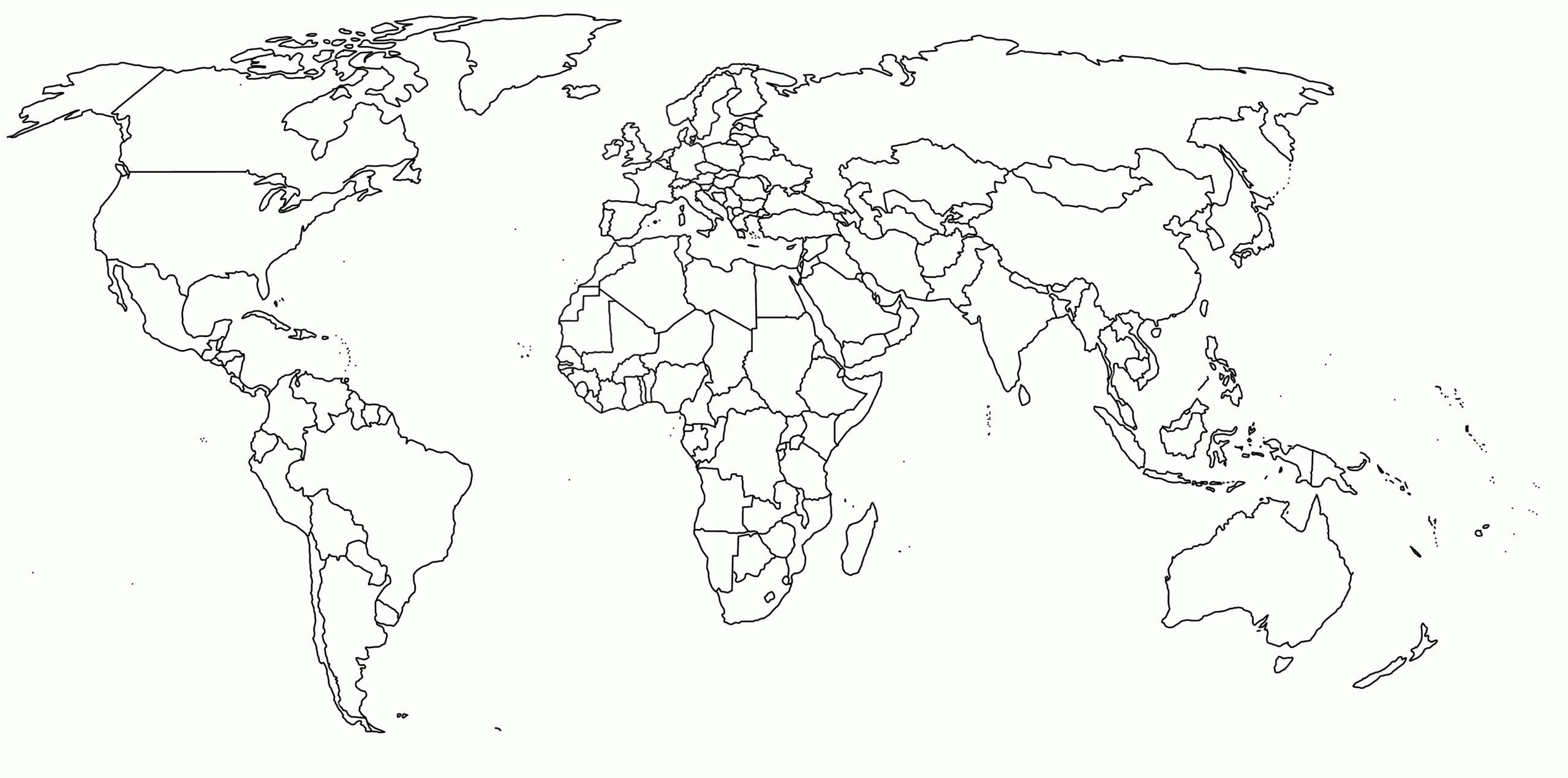 Free Printable World Map With Countries Template In Pdf pertaining to Black and White World Map with Countries Printable