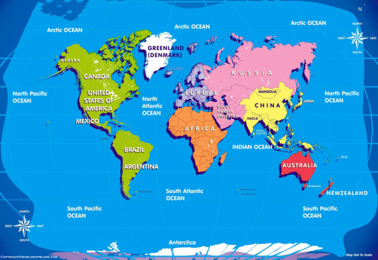 Free Printable Map Of The World With Country Names | Adams Printable Map