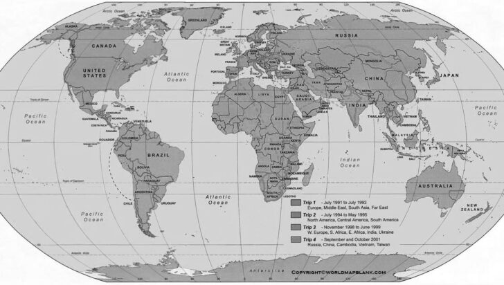 Free Printable World Map with Countries and Capitals