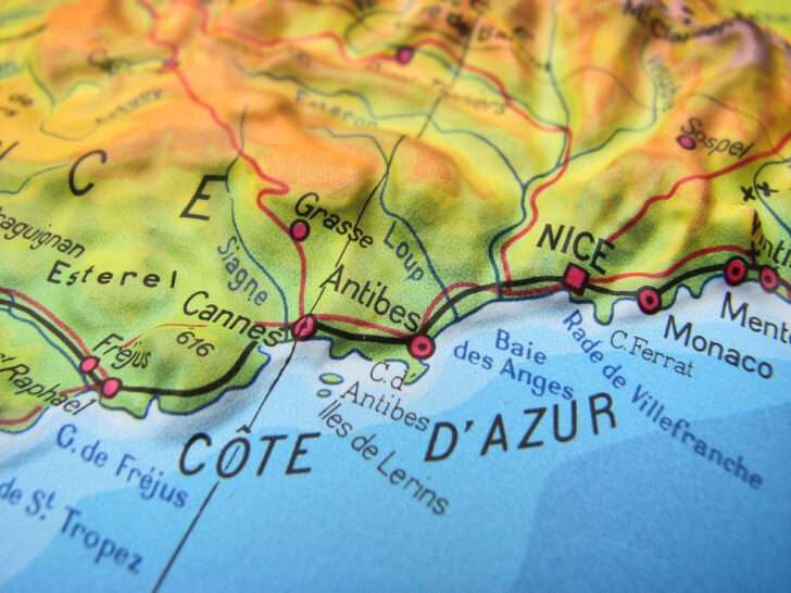 Map of French Riviera and Italy