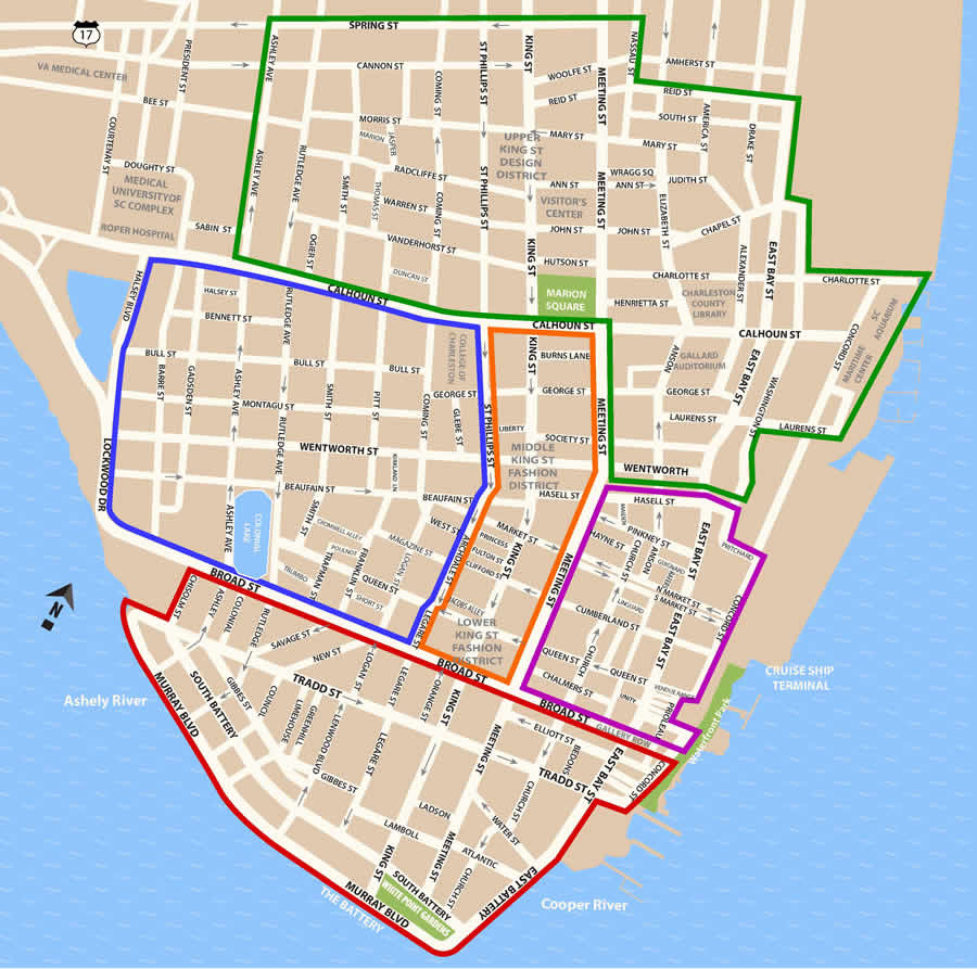 Fun Things To Do In Charleston Sc - Map Of The Historic District for Tourist Printable Map Of Charleston Sc
