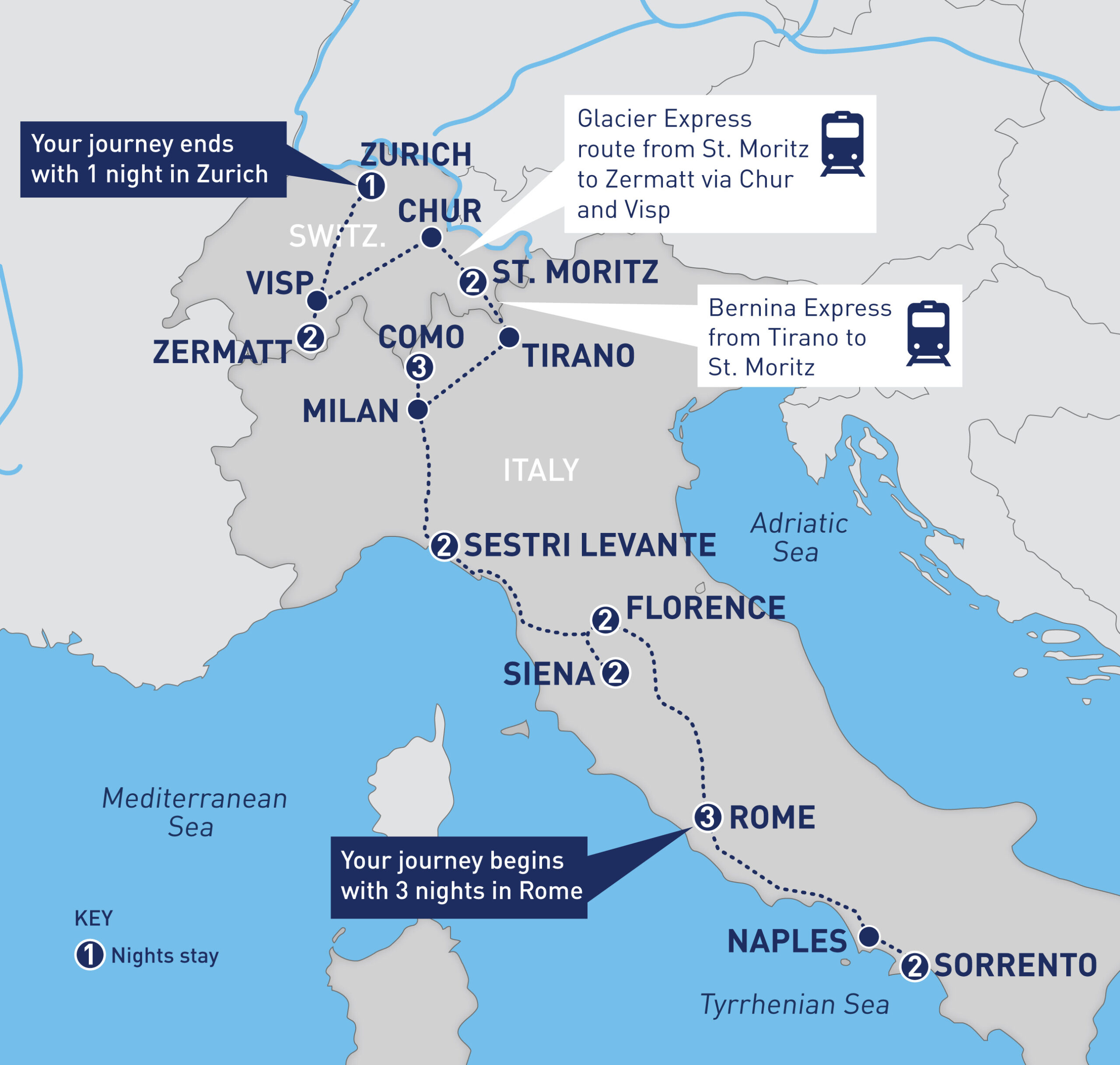 Gems Of Switzerland And Italy | Railbookers® intended for Map of Switzerland and Italy