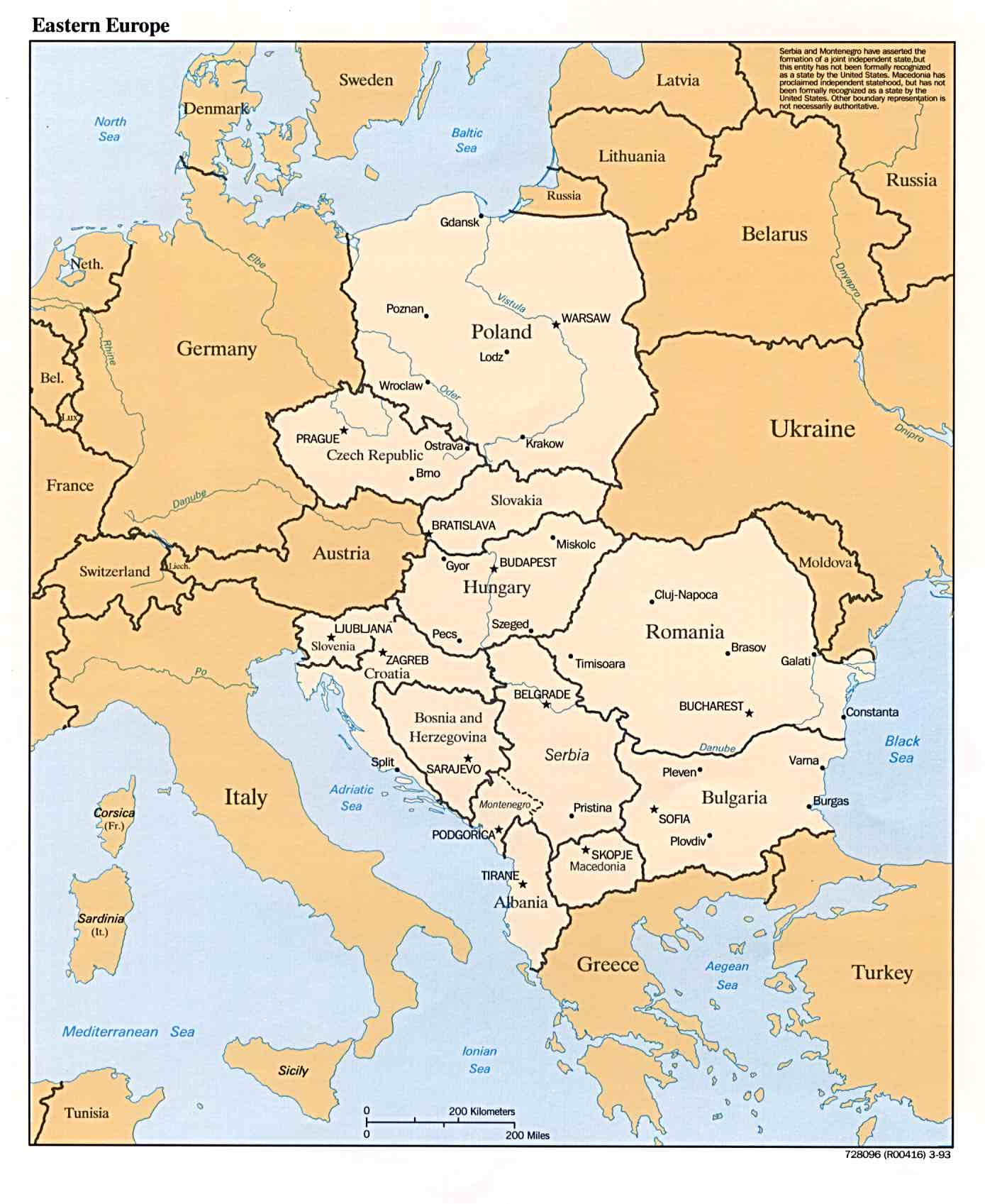 General Map Of Eastern Europe in Eastern Europe Zoomed In Map Printable