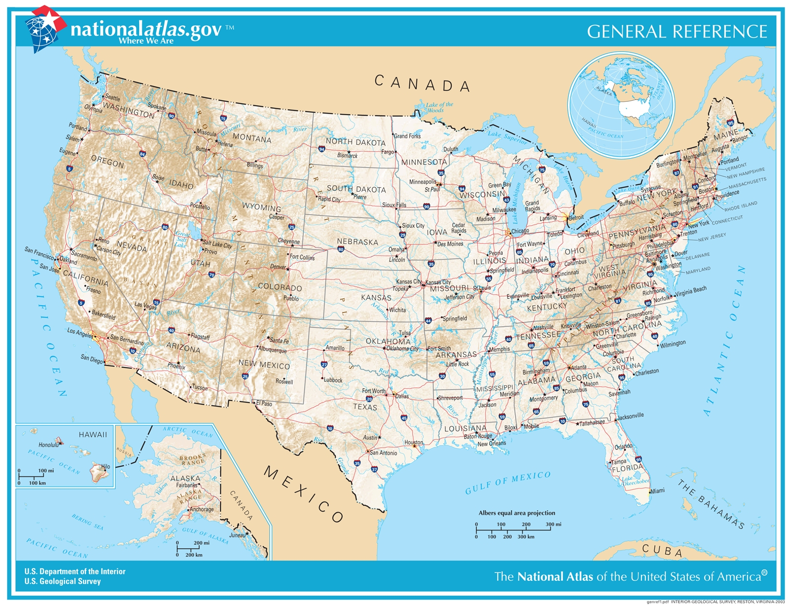 General Reference Printable Map | U.s. Geological Survey in Free Printable US Maps with States and Cities