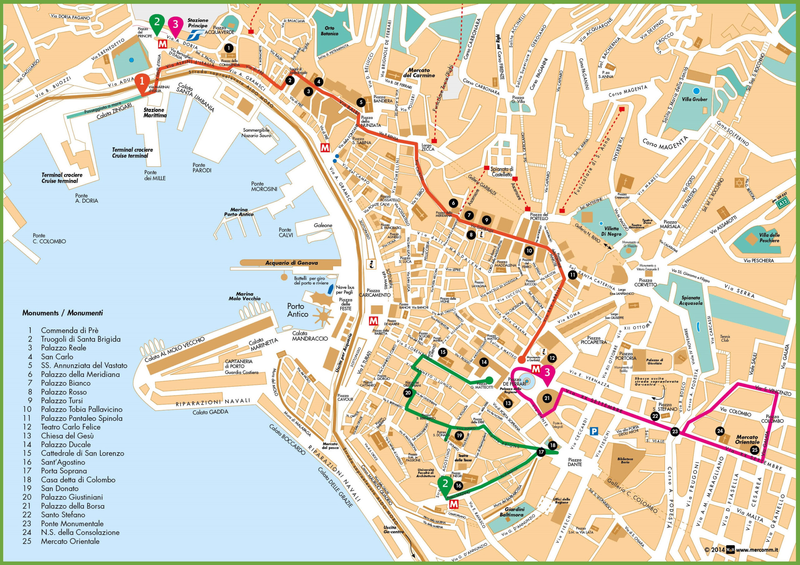 Genoa Sightseeing Map - Ontheworldmap in City Map Of Genoa Italy