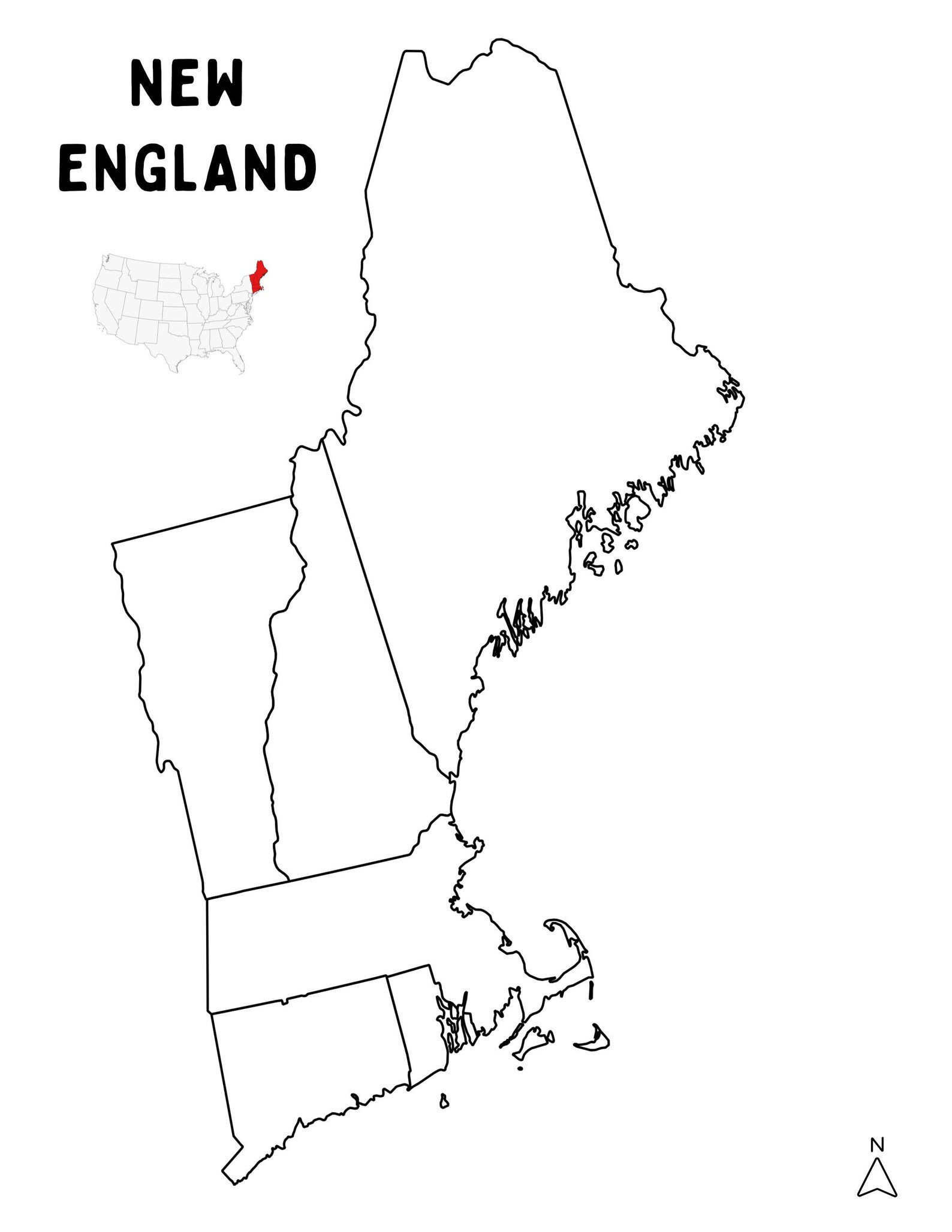 Geography Printables - Geography Realm intended for Free Printable Blank Map Of New England States
