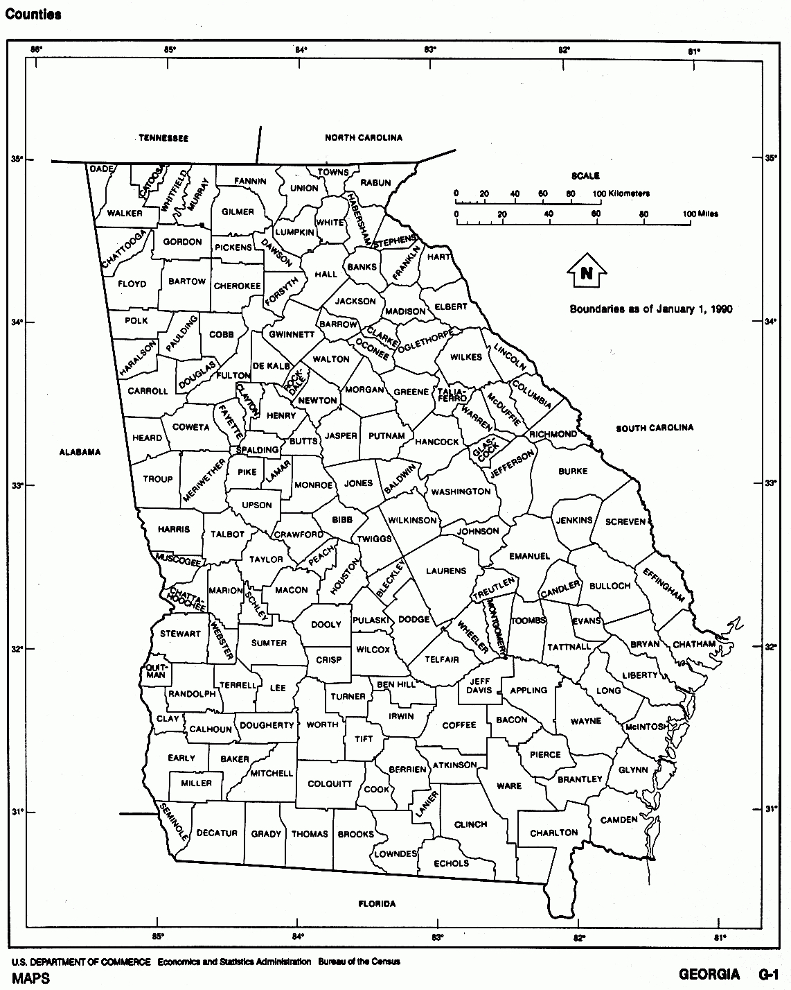 Georgia Free Map with regard to Free Printable Map of Georgia with Cities