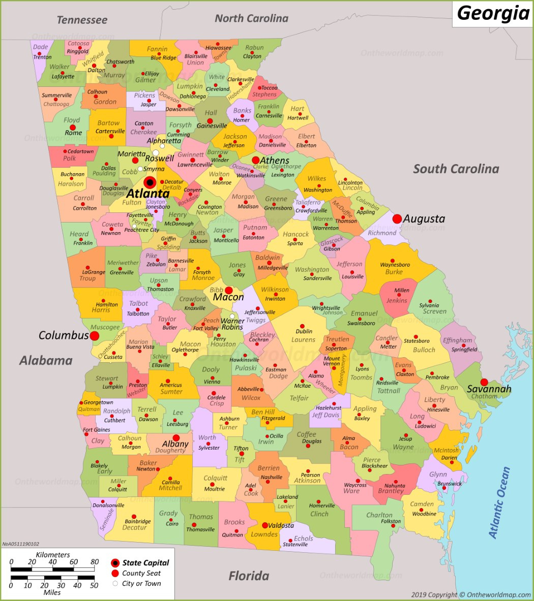 Georgia State Map | Usa | Maps Of Georgia (Ga) in Printable Map Of Georgia With Cities