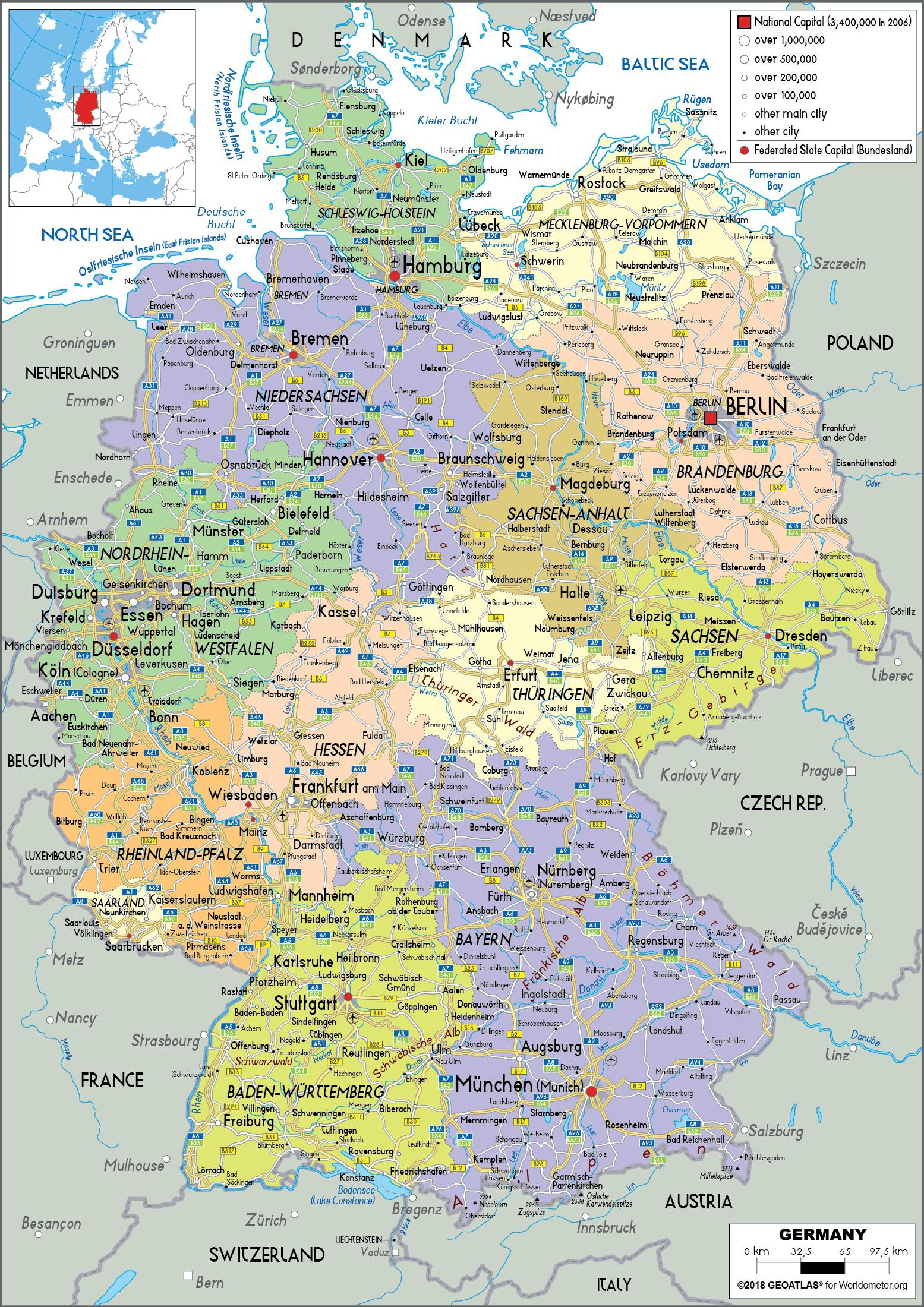 Germany Map With Cities And States - Map Of Germany And Cities in Free Printable Map Of Germany With Cities And Towns