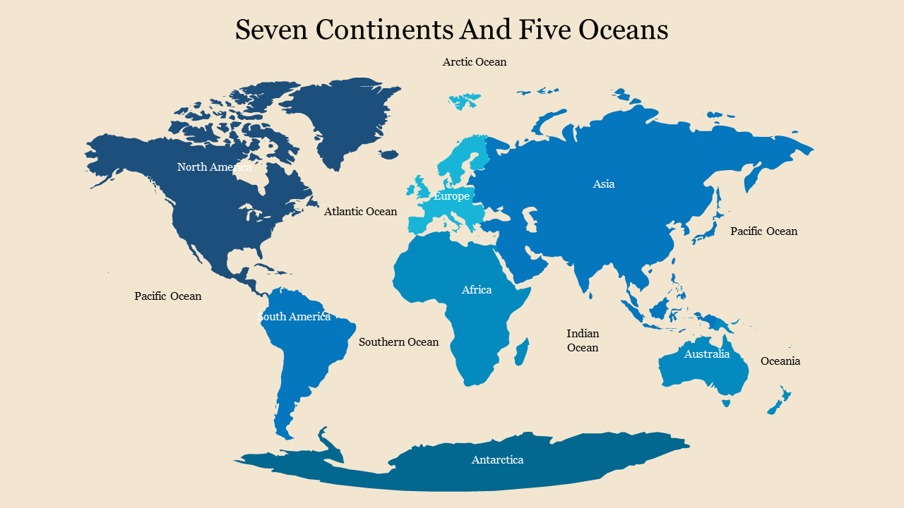 Get 7 Continents And 5 Oceans Powerpoint Template Slides intended for 7 Continents And 5 Oceans Printable Map