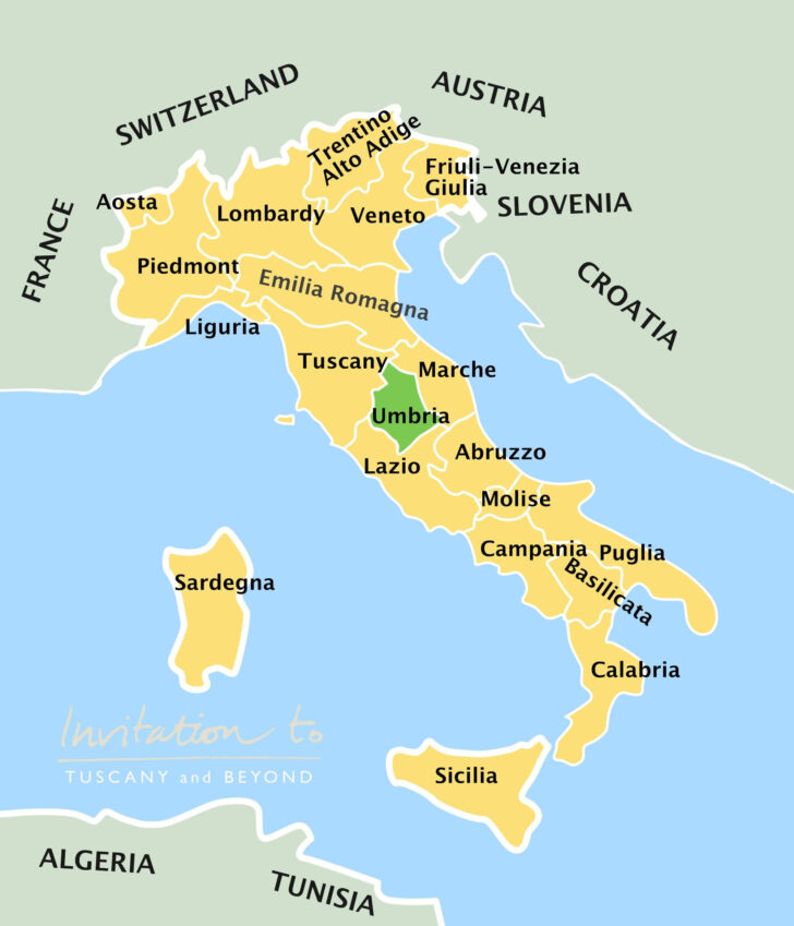 Map of Italy Umbria Tuscany
