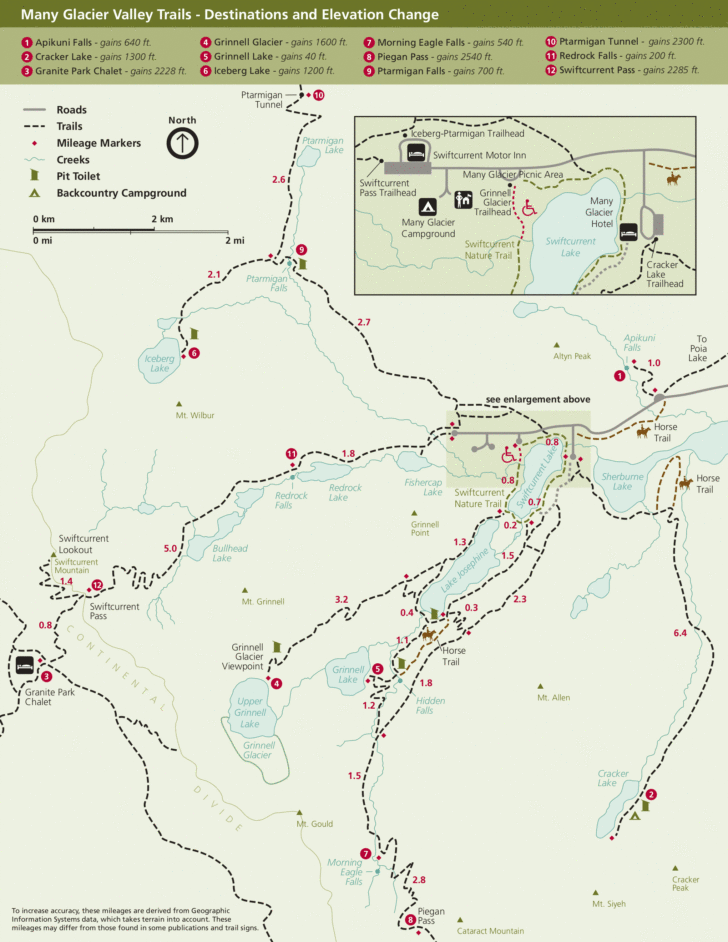 Printable Map of Glacier National Park Printable Map of Glacier National Park