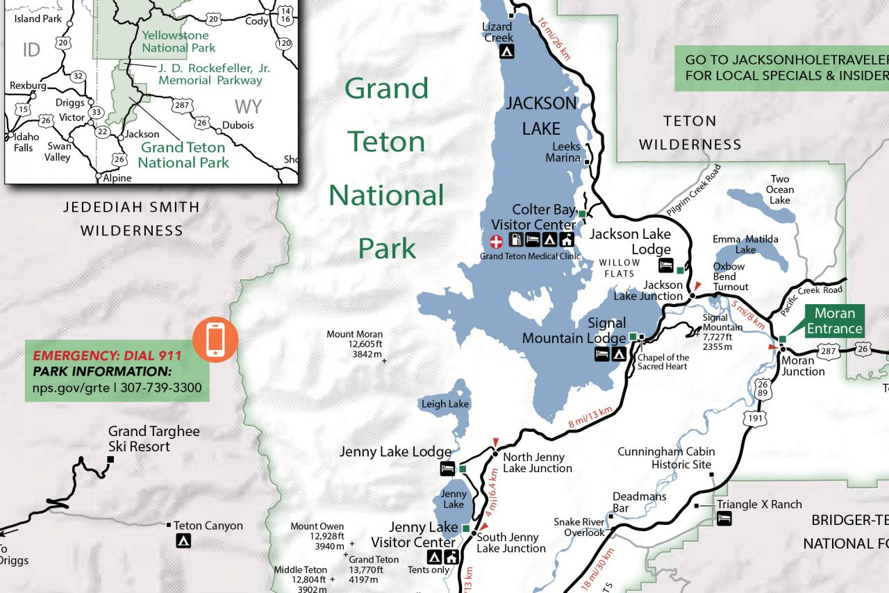 Grand Teton &amp;amp; Yellowstone National Park Map - Jackson Hole Traveler pertaining to Grand Teton National Park Printable Map