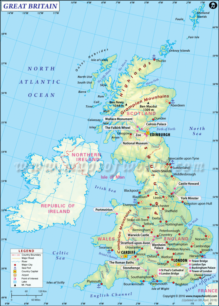 Map of England and Scotland Cities