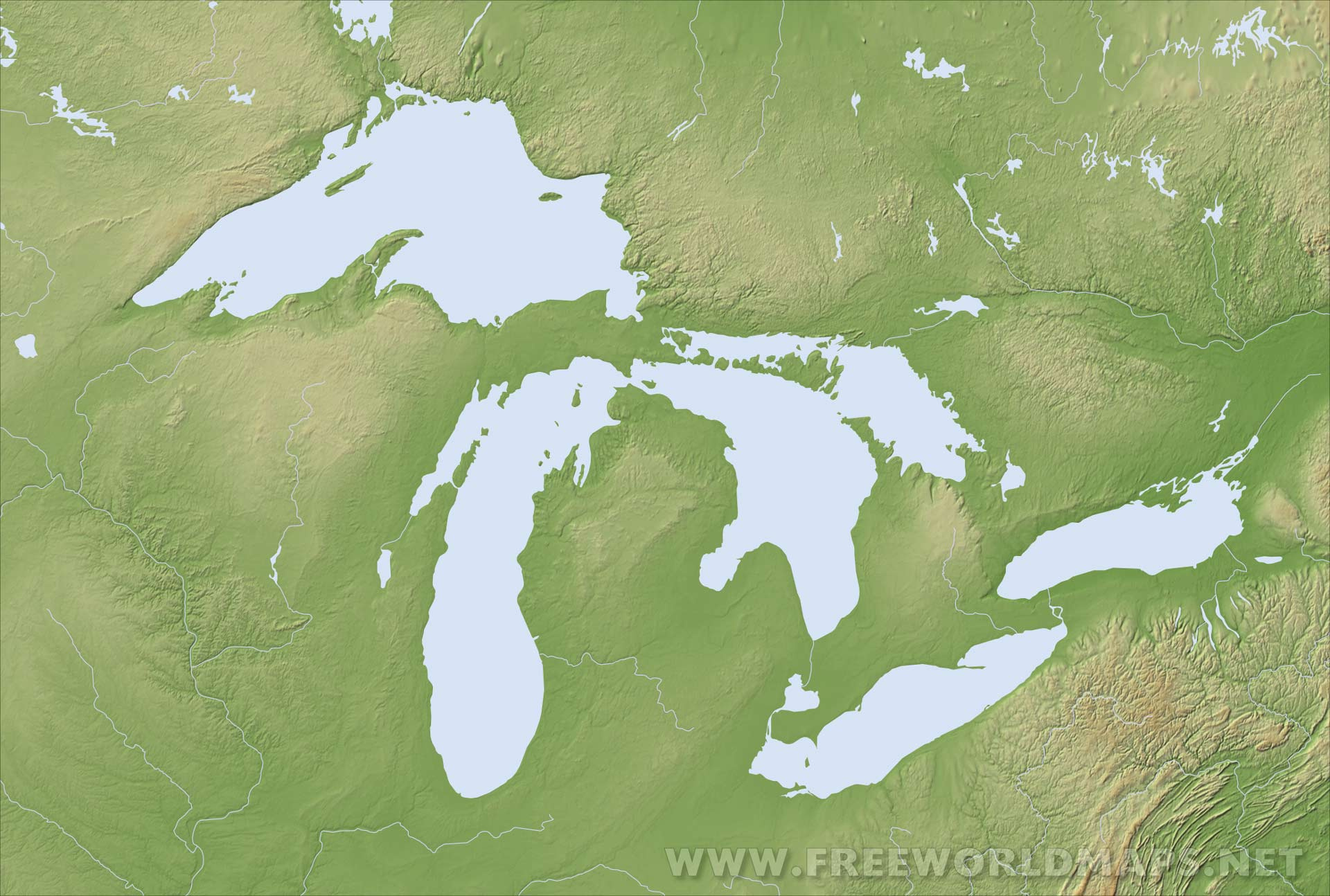 Great Lakes Maps in Free Printable Map of the Great Lakes
