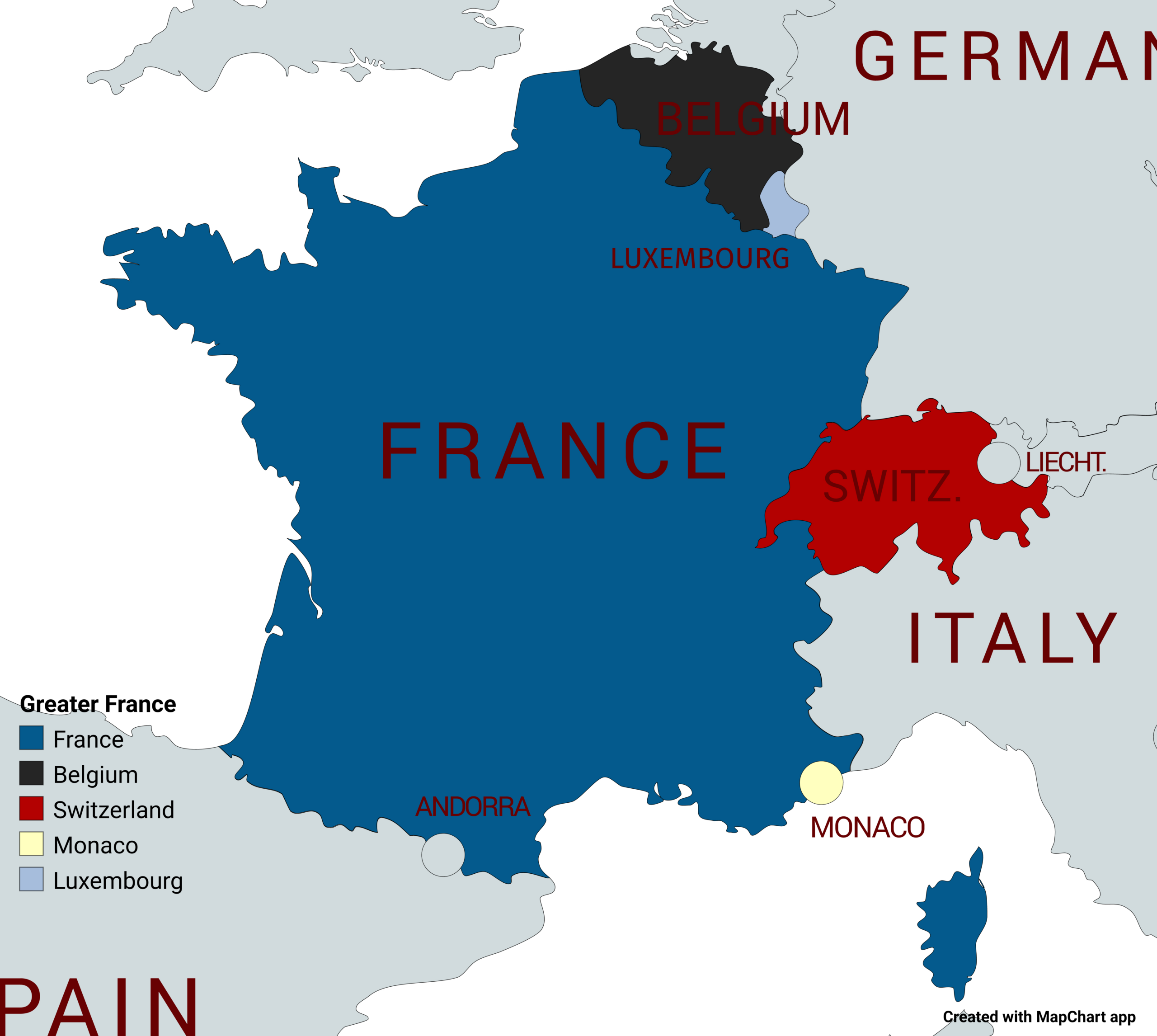 Greater France (France, Belgium, Switzerland, Monaco And pertaining to Map Of France Monaco And Italy