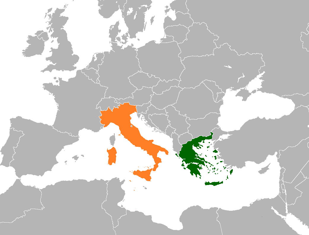 Greece–Italy Relations - Wikipedia pertaining to Map of Italy to Greece