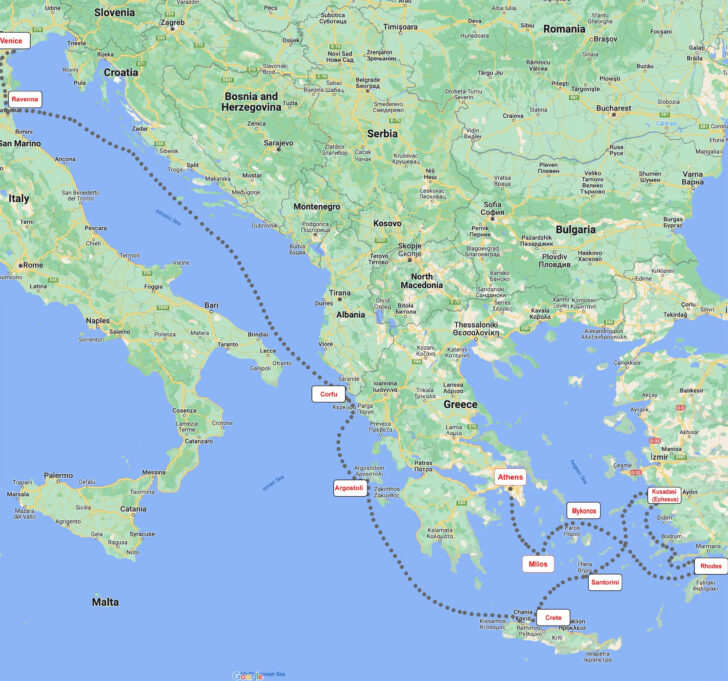 Map of Italy Greece and Turkey