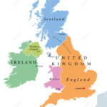 Großbritannien Länder Und Politische Karte Irland. England Inside Map Of England Scotland Wales And Northern Ireland